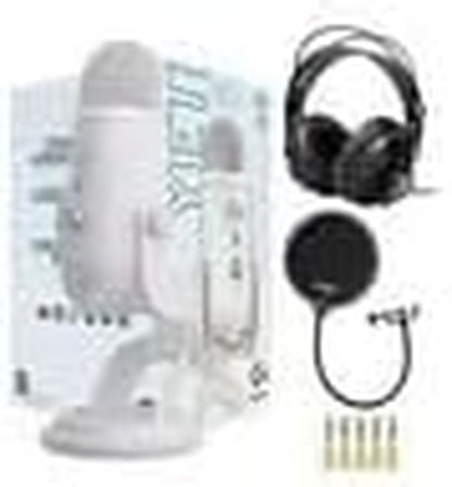Yeti USB Microphone Bundle in Blackout with Knox Gear Headphones and Pop Filter (3-Piece Set)